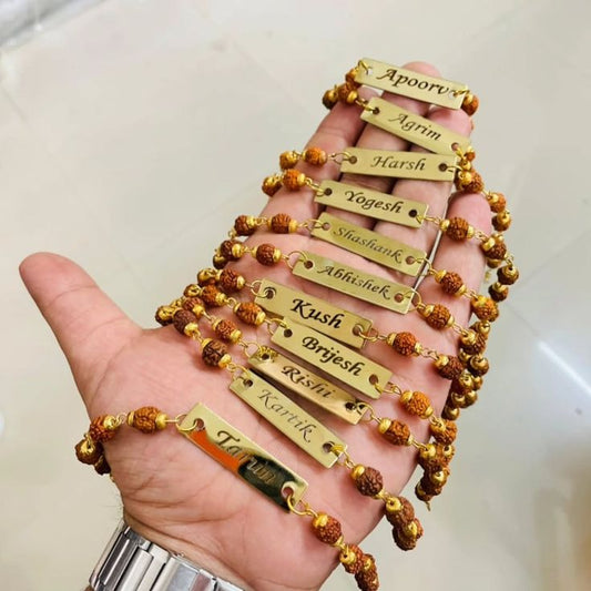 Customized Name Rudraksha Rakhi | Personalized Rakhi